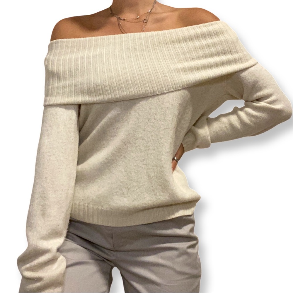 Cream Cowled Neck Sweater